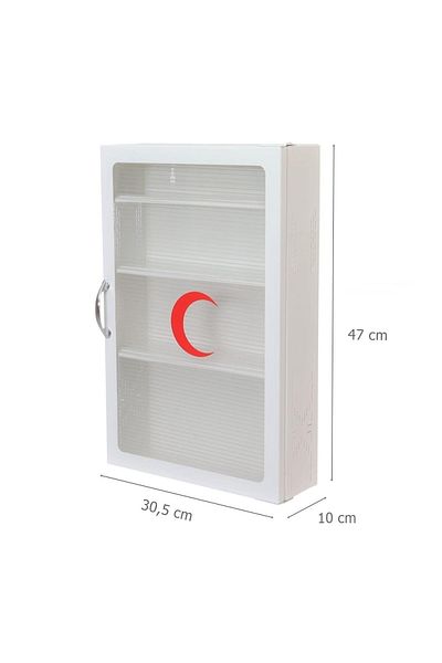EYM Akşan Metal First Aid Medicine Cabinet with Transparent Lid White Code: 411