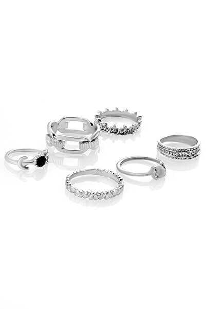 Ervalina 6'lı Kombin Set Yüzük 1511 Gümüş Rengi