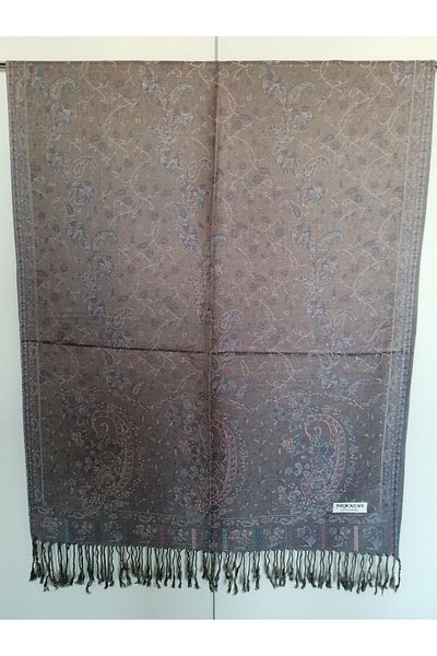 Butik Tülin Unisex Authentic Acrylic Multi-Colored Patterned Soild Textured Tasseled Soft Shawl Made in India