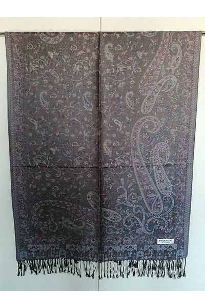 Butik Tülin Unisex Authentic Acrylic Multi-Colored Patterned Soild Textured Tasseled Soft Shawl Made in India