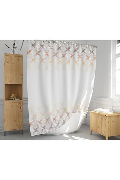 Zethome Κουρτίνα μπάνιου 1x180x200 Κουρτίνα μπάνιου μονόπτερο με δαχτυλίδι Δώρο 4644