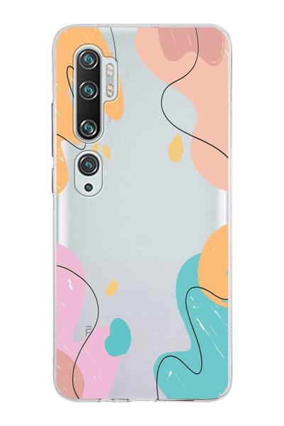 PrintiFy Xiaomi Mi Note 10 Uyumlu Kapak Karışık Renkler Tasarımlı Şeffaf Sili...
