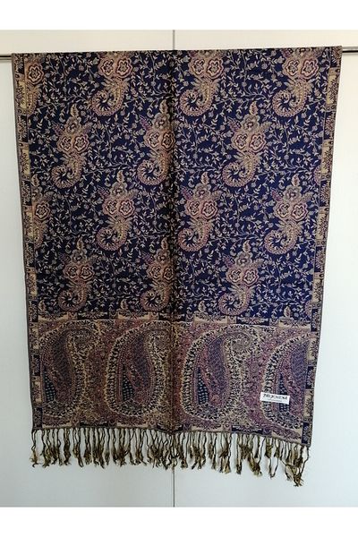 Butik Tülin Unisex Authentic Viscous Multicolor Patterned Soild Textured Tasseled Soft Shawl Made in India