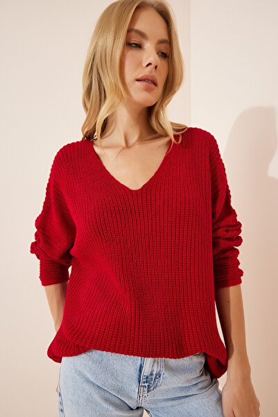 Happiness İstanbul Pullover - Rot - Oversized