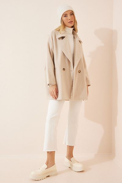 Happiness İstanbul Coat - Beige - Double-breasted