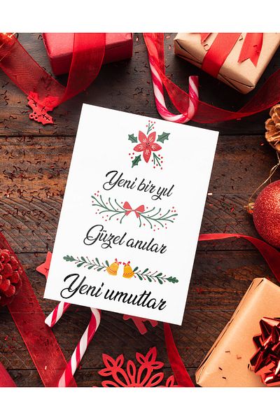 t tuğset etiket New Year Gift Card - New Year Greeting Card - A New Year 50 Pieces