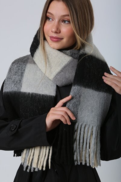 MARBERRY Χοντρό Μαύρο Σάλι Ώμου - Γυναικείο Φουλάρι