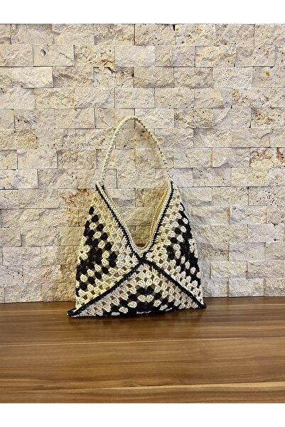 Rabika Iki Renkli Motif Hasır Çanta
