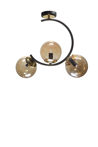 MŞ Aydınlatma Sesa Black Plafonier Chandelier with 3 Honey Lamps