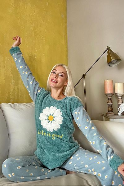 Pijamaevi Комплект дамска плюшена пижама Green Life Is Good