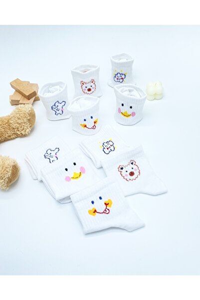 footmania Σετ 5" Ζευγάρι Γυναικείες Μισές Κάλτσες Fun White Socks