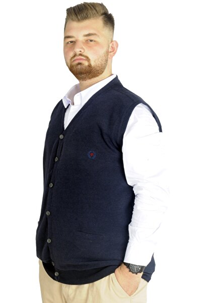 ModeXL Ανδρικό γιλέκο μεγάλου μεγέθους - Pıtırcık Thessaloniki με κουμπιά, Navy Blue 20545