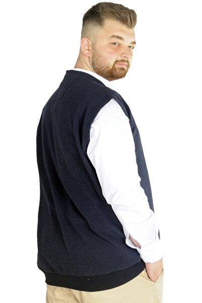 ModeXL Ανδρικό γιλέκο μεγάλου μεγέθους - Pıtırcık Thessaloniki με κουμπιά, Navy Blue 20545