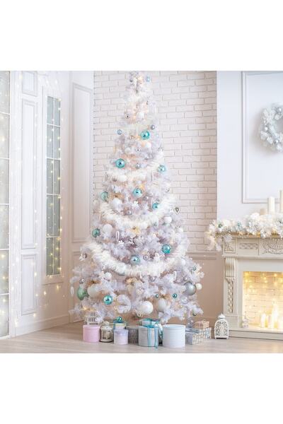 Huzur Party Store Біла новорічна гірлянда День народження Сімі Ялинка Прикраса 200x7 см На шию На шию Партійна прикраса