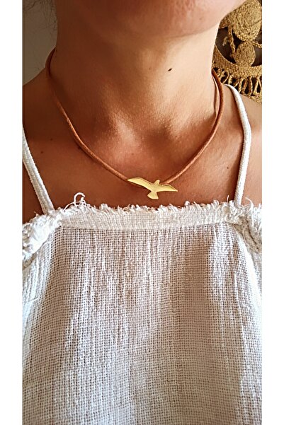 by özllem Martı Deri Tasarım Altın Kaplama Kolye