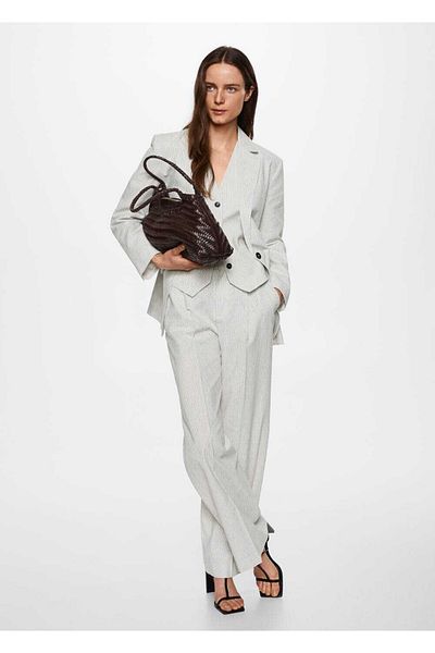 MANGO Woman Blazer din material cu dungi