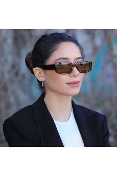 LOOKUP Unisex Brown Lookup Square Rectangle Vintage-retro Sunglasses