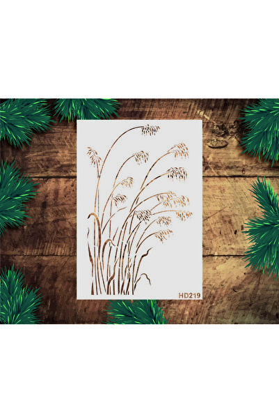 STENCİLTASARIM Stencil Tasarım Hd219 Yabani Yulaf Şablonu - Dekoratif Duvar Ve Eşya Boyama Şablonları