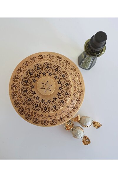 Ahşapdeluxe Ahşap Desenli Şekerlik/ Desenli Dekoratif Biblo