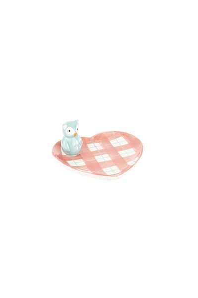 Tantitoni Owl Ceramic Heart Plate 10.1x9.6x5.2cm