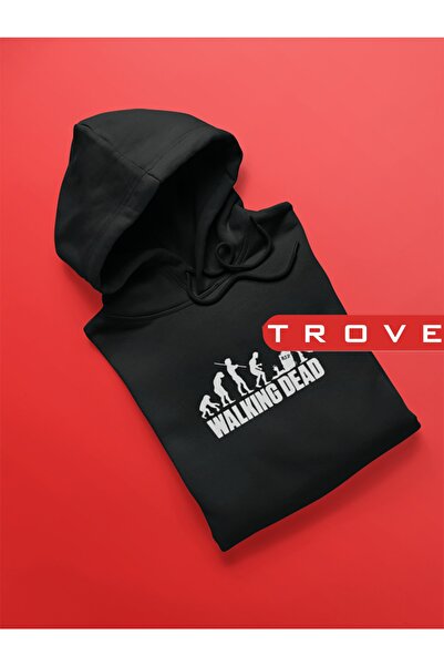 TROVE Hanorac cu glugă The Walking Dead, unisex, pentru femei și bărbați, neg...