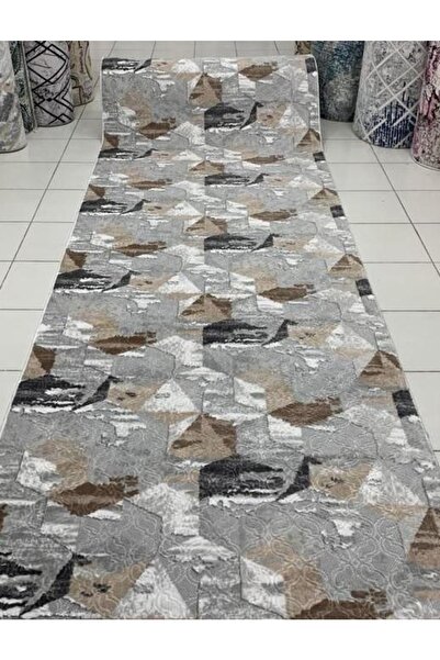 Dinarsu Embos Kaymaz Taban Yıkanabilir Kesme Yolluk Gri