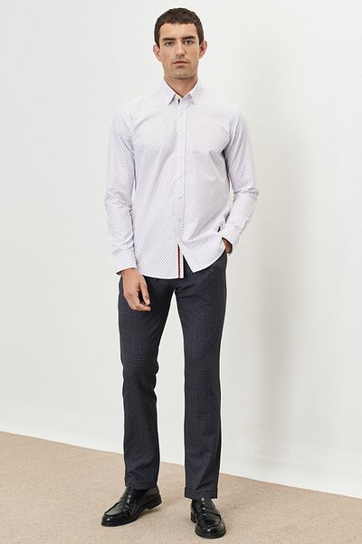 ALTINYILDIZ CLASSICS Cămașă pentru bărbați, alb-visiniu, slim fit, cu guler cu nasturi, cu imprimeu