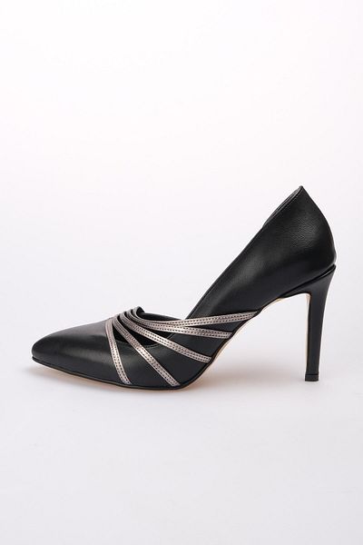 Mio Gusto Lily Silver Banded Black Stiletto