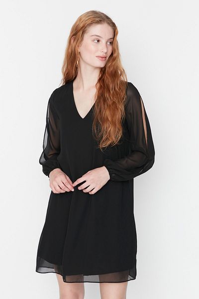 Trendyol Collection Black Mini Chiffon Lined Woven Dress TWOAW23EL01046