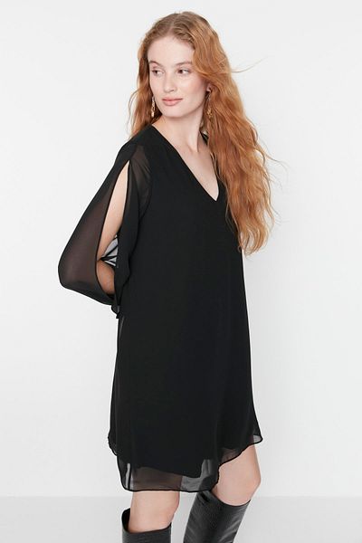 Trendyol Collection Black Mini Chiffon Lined Woven Dress TWOAW23EL01046
