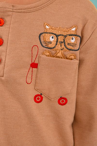 ZUZUNGA Hanorac pentru băiat Bilgin Cat Beige Pocket