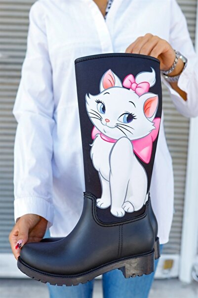 Sea&Blue Cute Cat cu imprimeu Cizme de ploaie impermeabile pentru femei