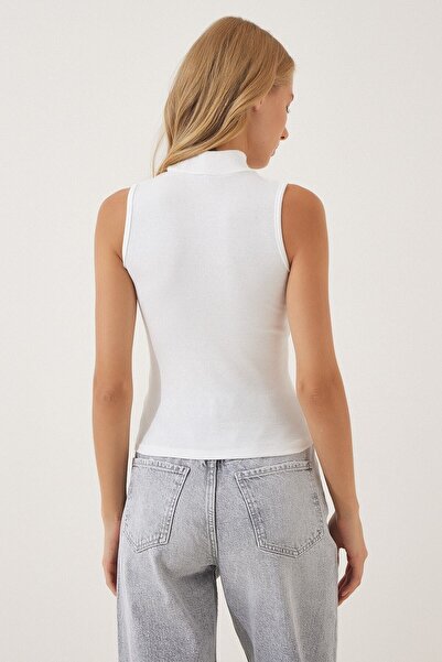 ZF BUTİK Women's White Turtleneck Cotton Knitted Blouse Gt00004