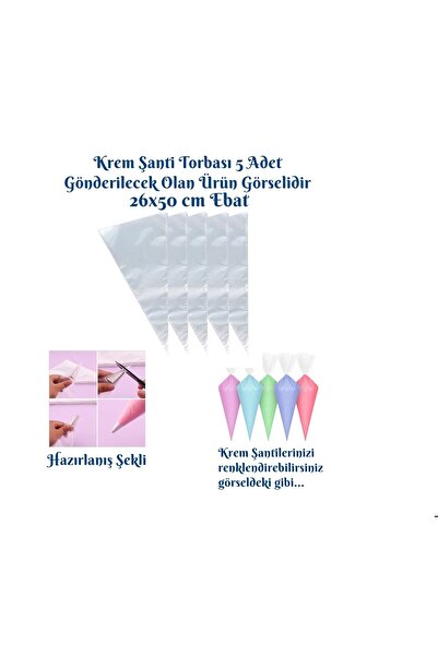 Korinitta Krem Şanti Torbası 26x50 Cm Ebat Şeffaf Kullan At 5 Adet