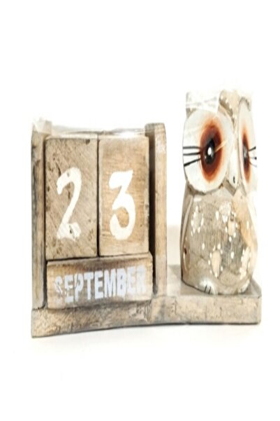 ALPİNEVOFİS Baykuş Tasarımlı Masa Üstü Ahşap Küp Takvim Büyük Boy