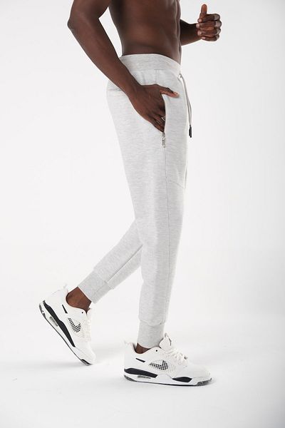 CLIPMAN Ανδρικό φούτερ Slim Fit με ελαστικά πόδια γκρι