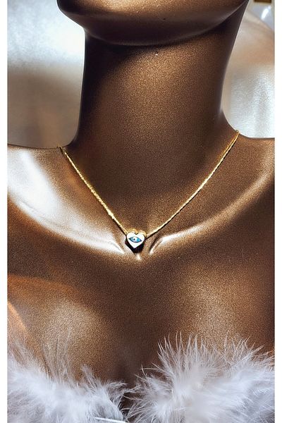 WONDER TOUCH Minimal Evil Eye, Heart Necklace, 40 Cmince Elegant Snake Chain, Tiny Heart Necklace, Evil Eye Necklace