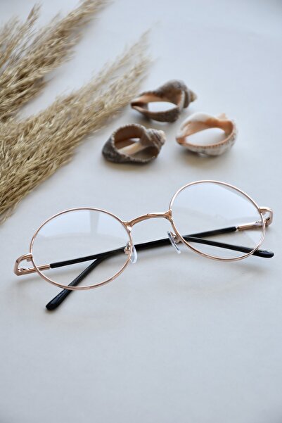 LOOKUP NEW Rachel Unisex Oval Yuvarlak Gold Mavi Işık Korumalı Blue Block Yen...
