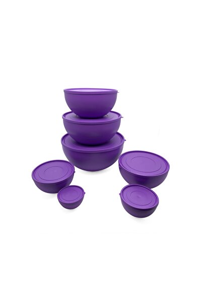 Melkan Home Round Bowl with Lid Set of 7 Purple Color