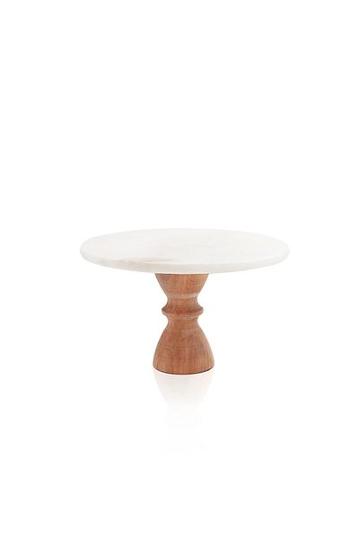 The Mia Marbre Marble 28 cm Wooden Leg White Serving