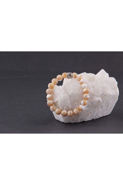 ALAVAN Mother of Pearl Natural Stone Bracelet 8 Mm, Crystal Accessory, Healing Vibration Therapy, Premium Quality