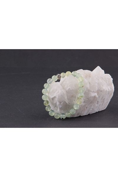 ALAVAN Prehneit Natural Stone Bracelet 8 Mm, Crystal Accessory, Healing Vibration Therapy, Premium Quality