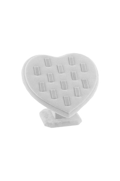 kutuveaksesuar Ring Stand Heart Model Gray Suede Fabric Covered