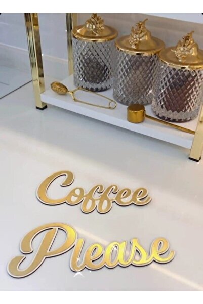 10kdekor Coffee Please Aynalı Gold Pleksi Duvar Yazısı 10 Kdekor