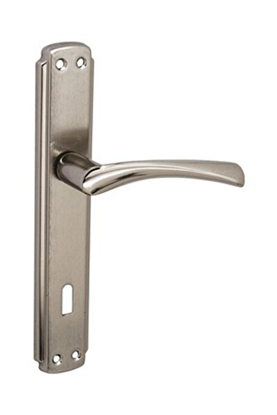 ŞENEL Yapı Market Bravo Nikel Saten Oda Kapı Kolu + Metlox Sessiz Döndürülebilir Dilli Oda Kilit 40-23 Mm Takım