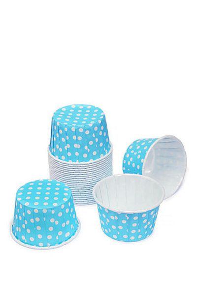 Trend Hediye Sepeti 50-Piece Light Blue Polka Dot Muffin Cupcake Mold Cake Capsule