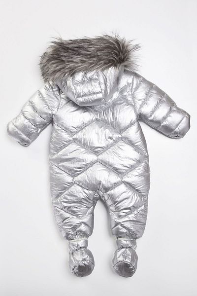 PODİUM GİYİM Mdm New Season Glossy Quilted Zip-Up Baby Romper - Hooded, Astronaut Neck 9-24 Months