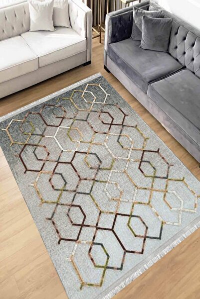 Motto Rug Store Eko Dijital Baskı Yıkanabilir Kaymaz Taban Dekoratif Salon Ha...