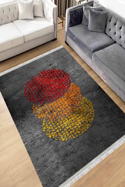 Motto Rug Store Eko Dijital Baskı Yıkanabilir Kaymaz Taban Dekoratif Salon Ha...