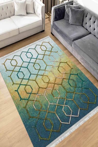 Motto Rug Store Eko Dijital Baskı Yıkanabilir Kaymaz Taban Dekoratif Salon Ha...